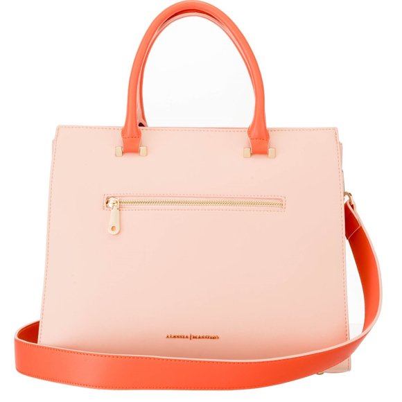 🆕Alessia Massimo Colorblock Top Handle Bag - Coral / White / Peach NWT's - Picture 3 of 14